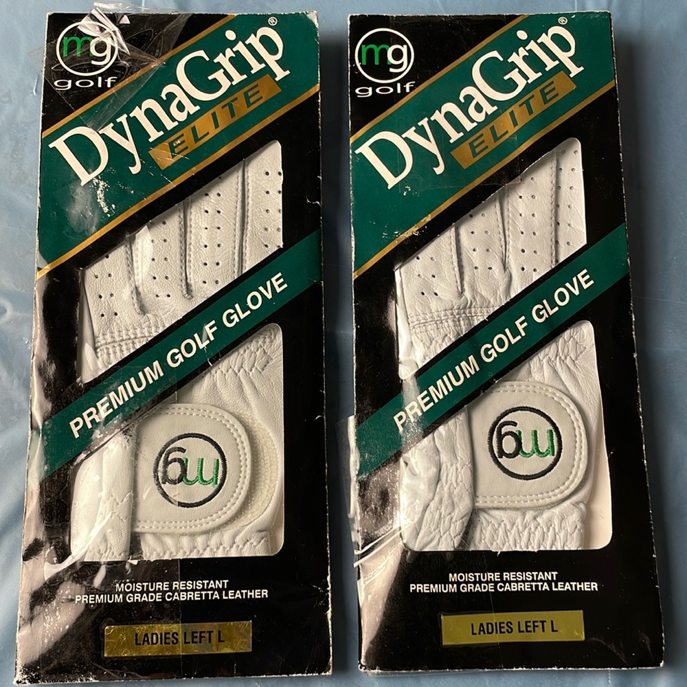 Ladies left Large white Leather MG Golf DynaGrip ELITE Premium Golf Glove (2)